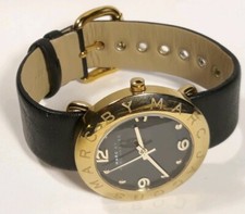 Women Marc By Marc Jacobs Watch Mbm1154 Gold Steel Case Black Leather Band SeeDe