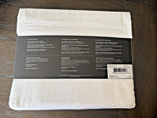 Ralph Lauren QUEEN Dunham Sateen Sheet Set White 100% Cotton 300 TC - Picture 2 of 4