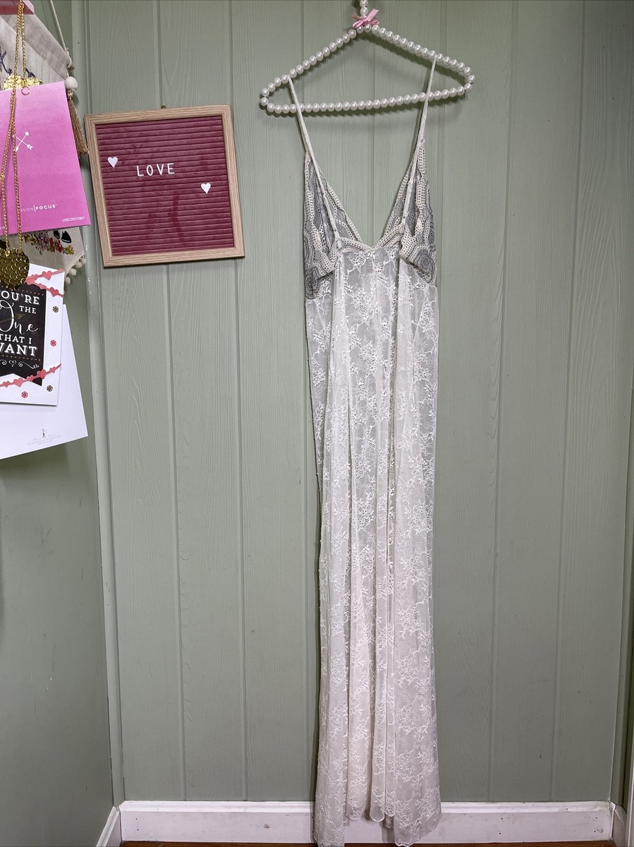 Free People Next to You Button Down Sexy Lace Floral Sheer Maxi Dress M  $148 | eBay