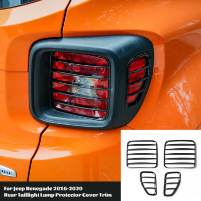 Taillight Rear Lamp Protector Cover Trim Bezel Black For Jeep Renegade 2016-2023