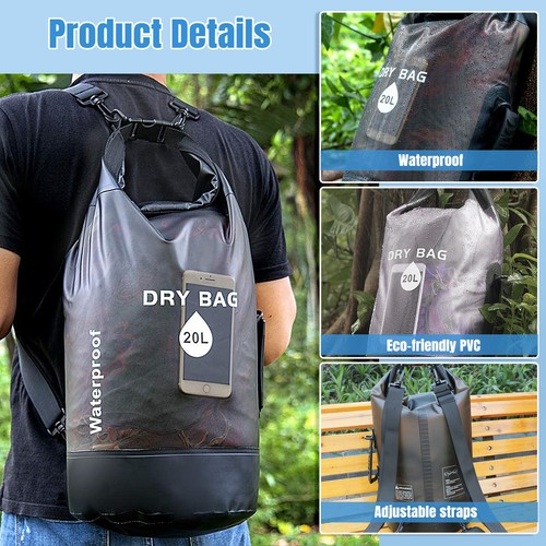 20L Waterproof Dry Bag for Rafting, Boating, Camping W/ Waist Pack or Phone Case - Picture 4 of 13
