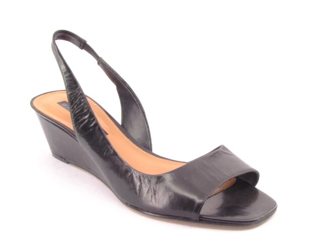 Novo Sapato Feminino BANDOLINO Couro Preto Salto Cunha Biqueira Aberta Tamanho 7.5 M - Imagem 2 de 2