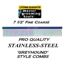 Master Grooming Tools STAINLESS STEEL Rainbow FINE/COARSE Greyhound Style COMB