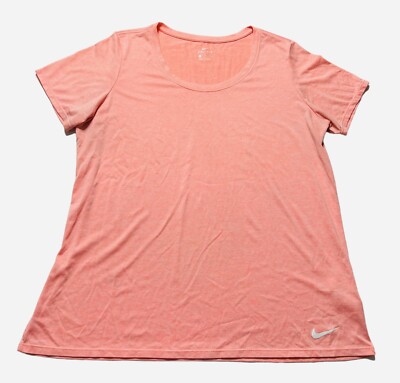 Nike Dri Fit Scoop Neck Coral Heather T-shirt Activewear Women's
