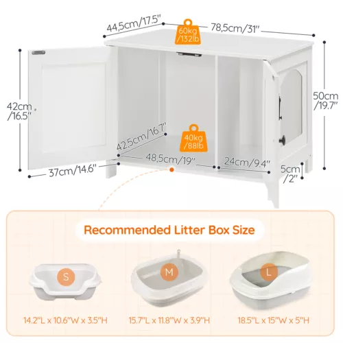 Cat Litter Box Enclosure Bedside Table Indoor Bench Cat Washroom Cat House - Foto 4 di 12