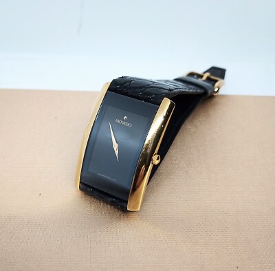 MOVADO 1881 HERREN UHR GEBOGENES GEHÄUSE REF. 87C1450 STAHL GELB PLATTIERT