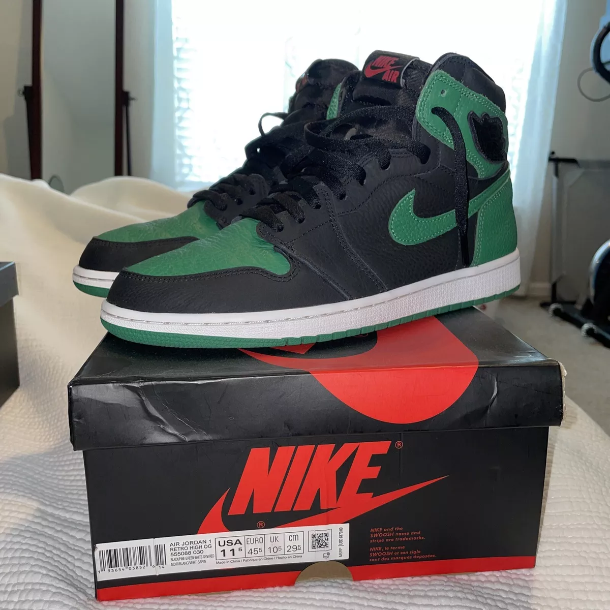 Size 11.5 Jordan 1 Retro OG High Pine Green Off White Chicago Travis Scott low