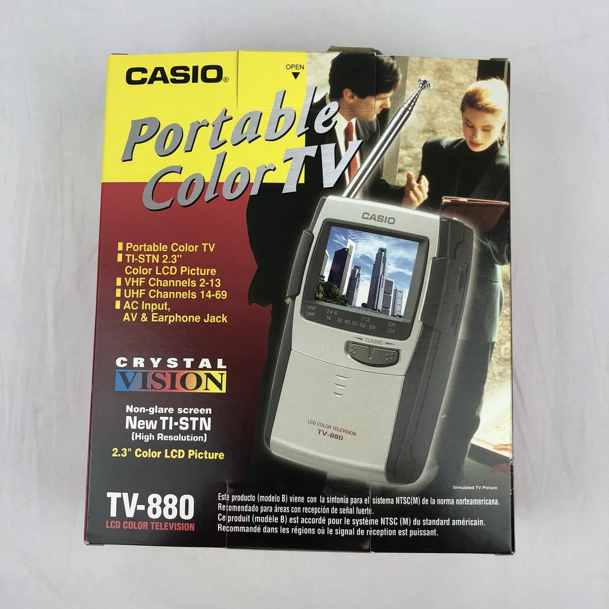 Casio TV-880 Portable LCD Color TV w/ Original Box and Paperwork *TESTED*