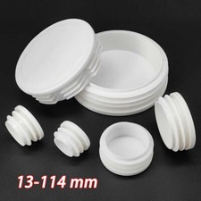 Round Plastic White Blanking End Cap Caps Tube Pipe Inserts Plug Bung Steel Leg