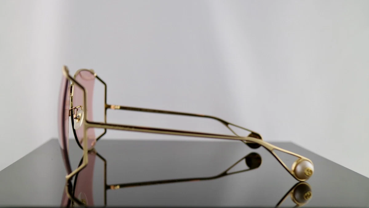 Gucci GG0252S Gold / Pink Lens Butterfly Oversized Women
