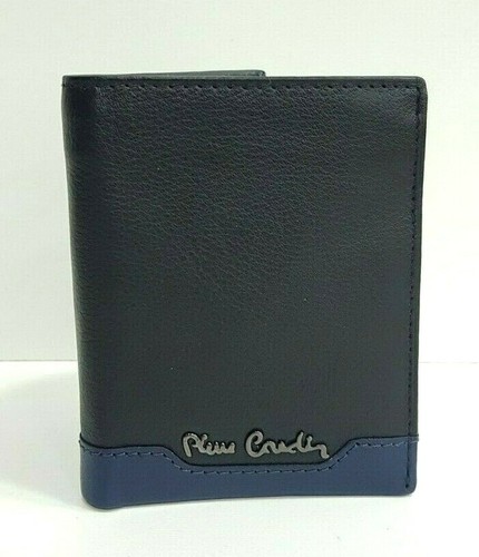 Pierre Cardin Portafoglio uomo piccolo verticale in pelle col.Nero/Blu |  eBay