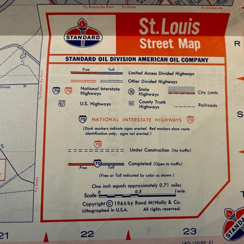 St. Louis Missouri 1966 STANDARD OIL Tankstelle Vintage Road Map - Bild 5 von 5
