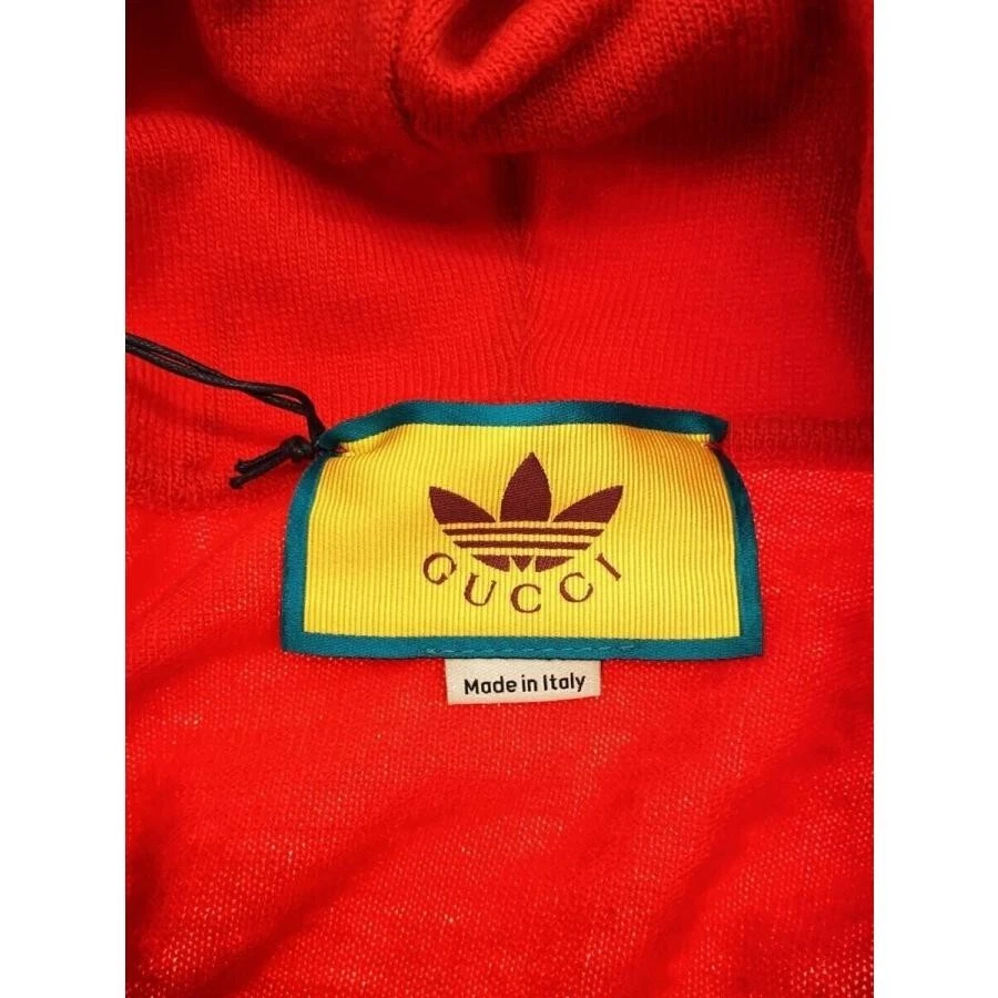Felpa con cappuccio Gucci x Adidas 700446 logo ricamo lana maglia pullover rosso taglia: L