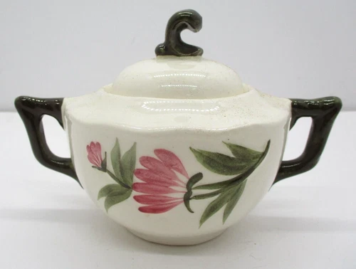 Vintage Mid-century Stangl Pink Cosmos Lidded Sugar Bowl