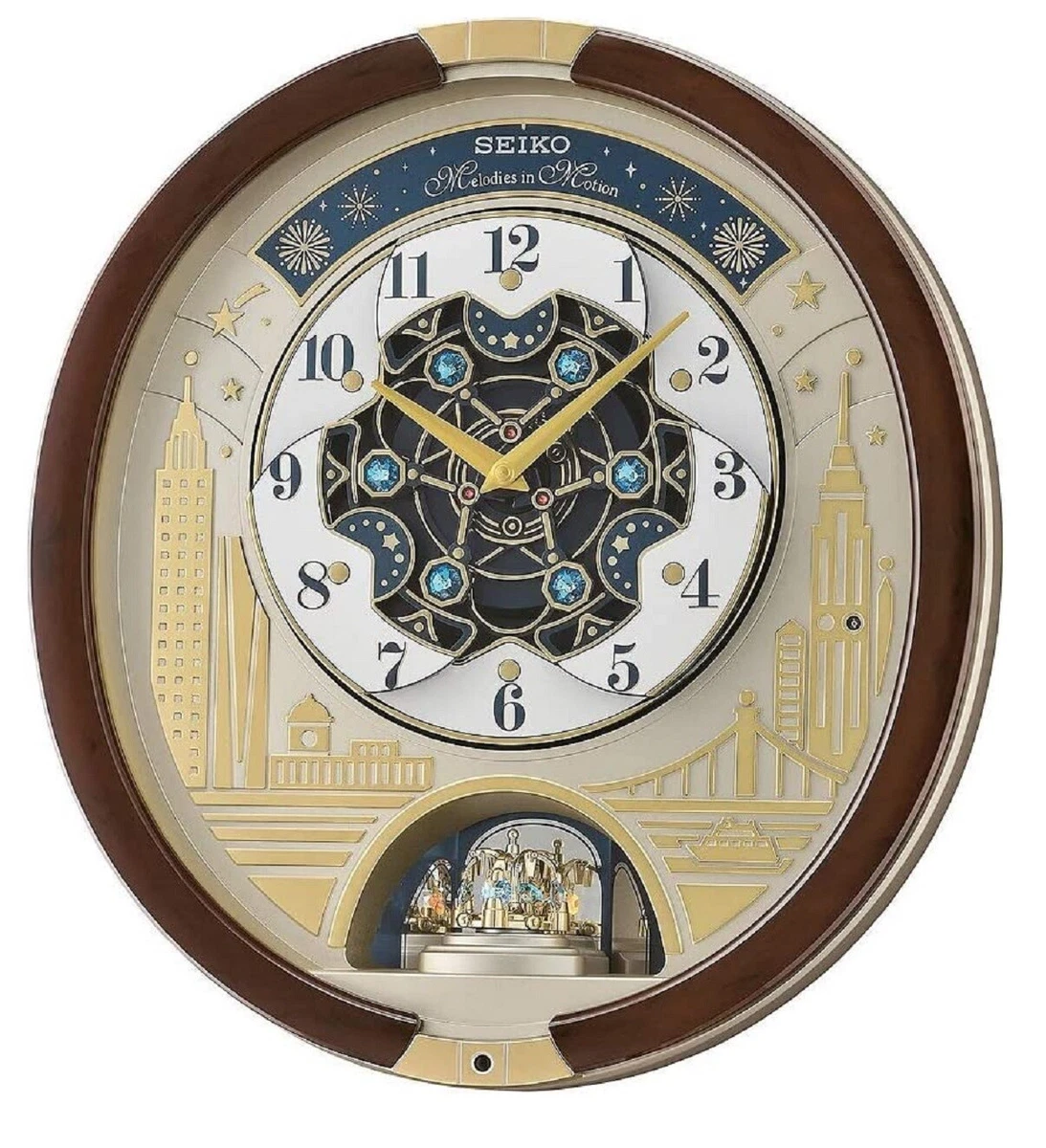 Seiko Melodies in Motion Clock 2019 Featuring 13 Blue and Red