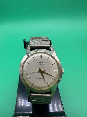 Vintage WINTHROP Deluxe WRISTWATCH men s Wind Up Swiss Made NOT WORKING