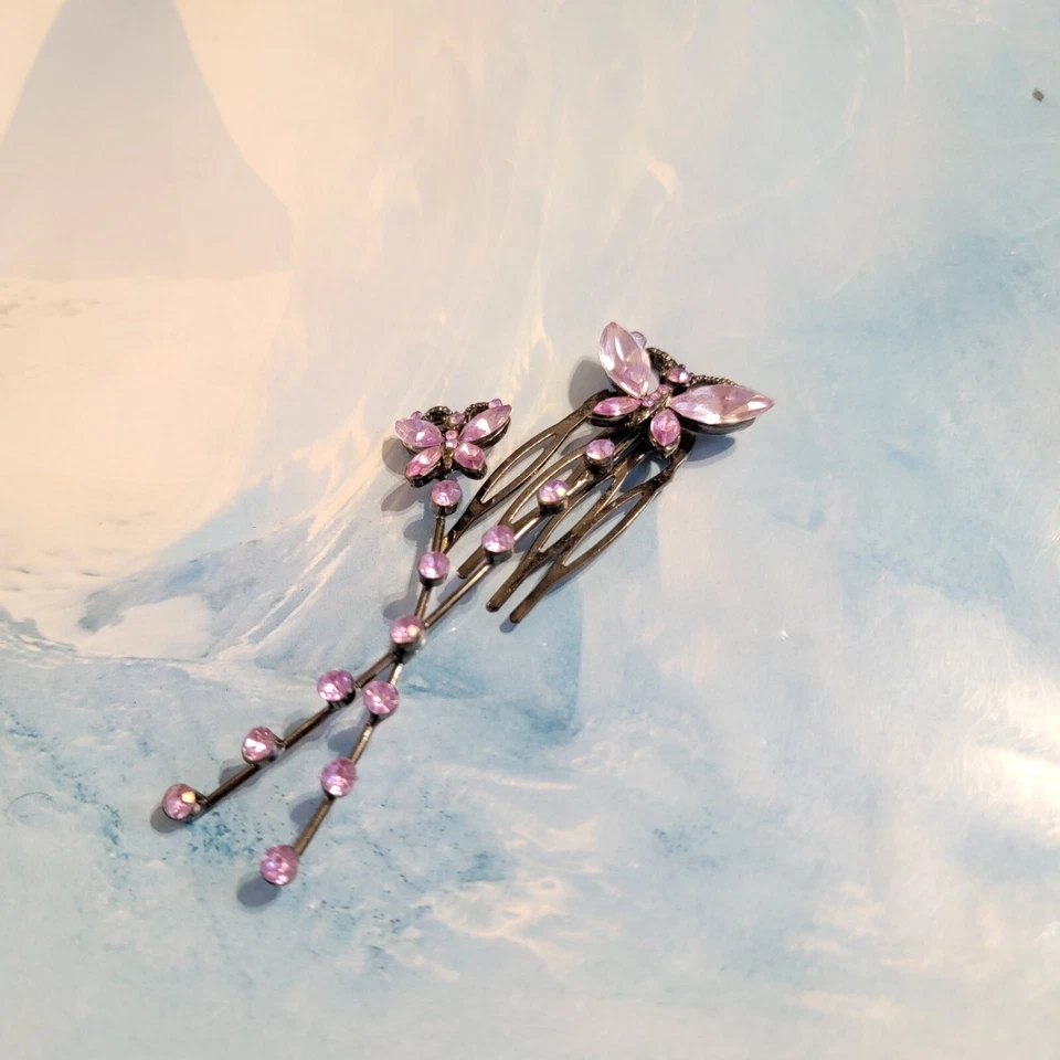 Pente de cabelo grande roxo Lucite borboleta - acessório de cabelo figurativo 3,5" acc- - Imagem 3 de 4