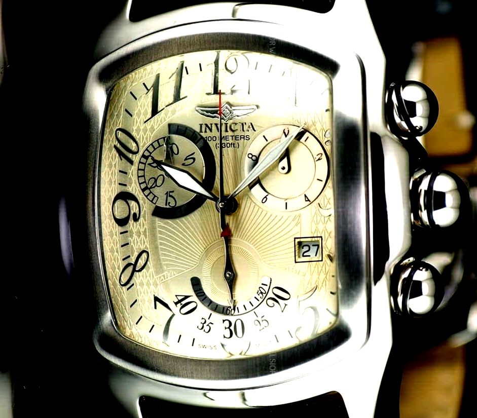 INVICTA LUPAH DRAGON # 2093 SWISS MD CHRONO MINT 9/10 ALLIGATOR