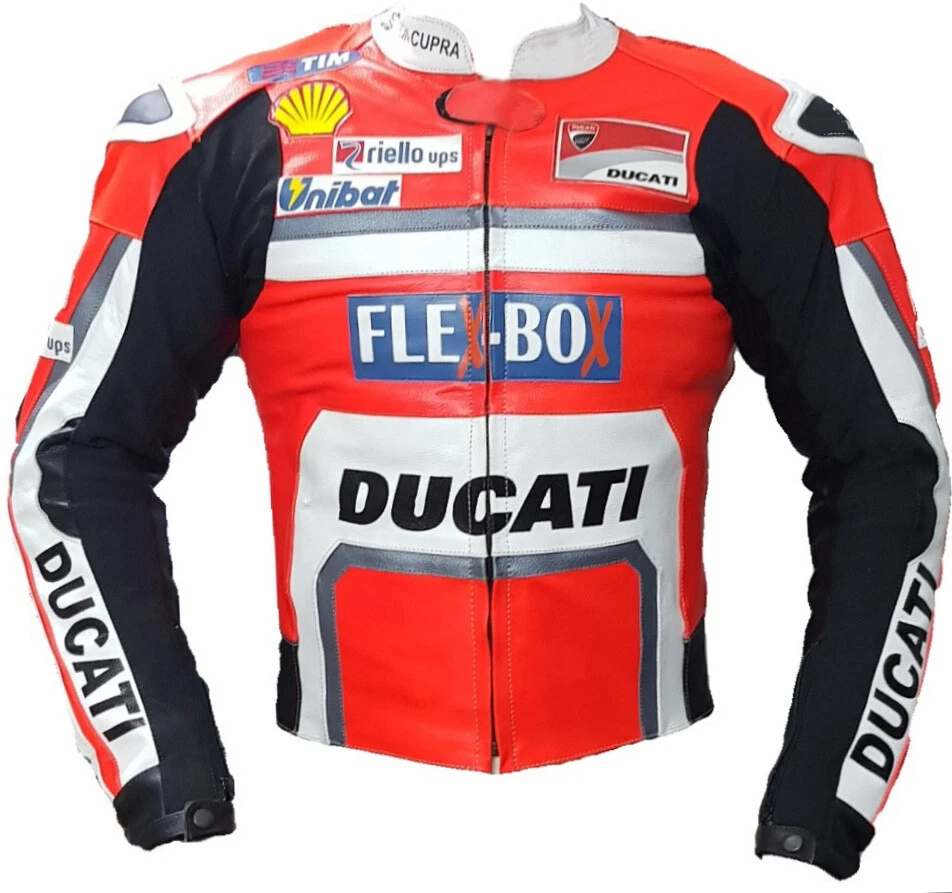 Ducati Racing Motorbike Leather Jacket In Pure Cow Hide/Ce Approved Protectors