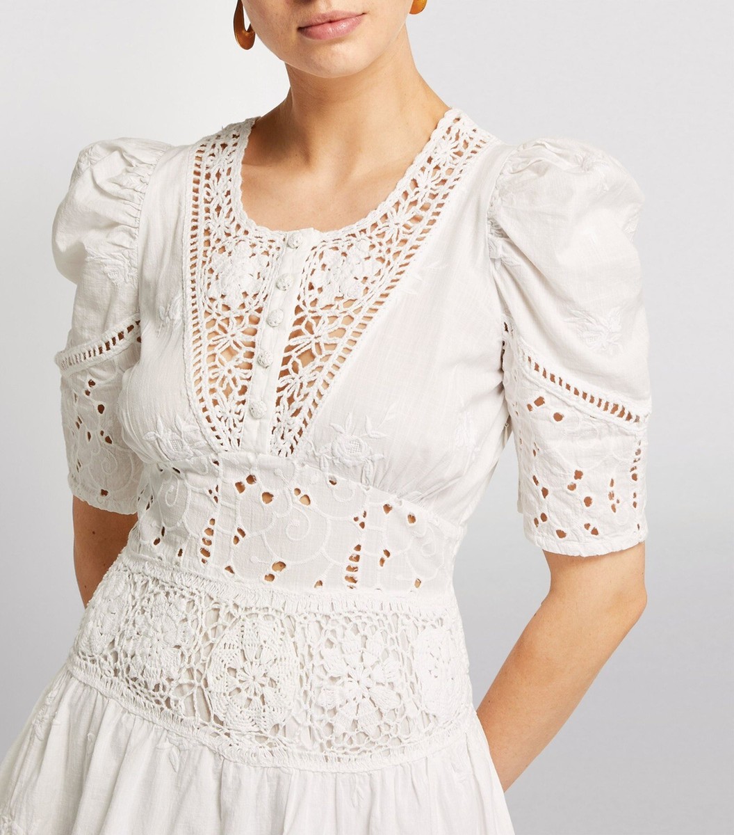 LOVESHACKFANCY Divine Crochet Cotton Voile Mini Dress White Size 10 $425+  NEW | eBay