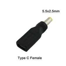 1x USB 3.1 Type C Female to DC 5.5mm x 2.5mm Male Power Charge Adapter Connector