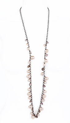 Givenchy 283697 Women's Long Chain Brown w/ Faux Pearls