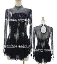 Figure Skating Dress Women's Girls' Ice Skating Dress black handmade