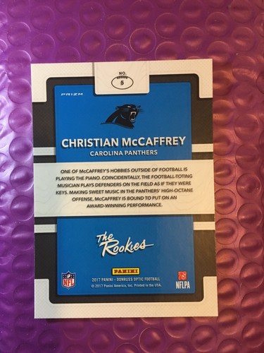 Christian McCaffrey 2017 Optic The Rookies #5 RC Silver Prizm - Bild 2 von 2