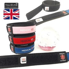 Medical Bracelet Woven Fabric Emergency ID Wristband Card Insert Emergency Adult