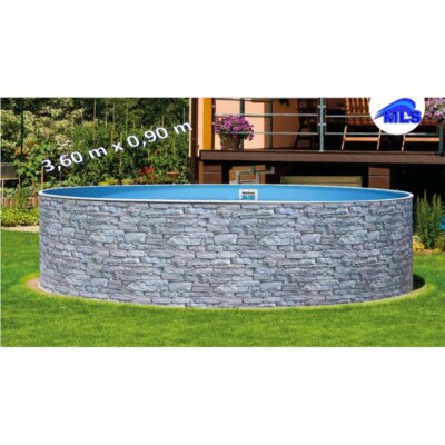 Schwimmbecken STONE in Felssteinoptik 3,60 m x 0,90 m rund Rundpool Pool