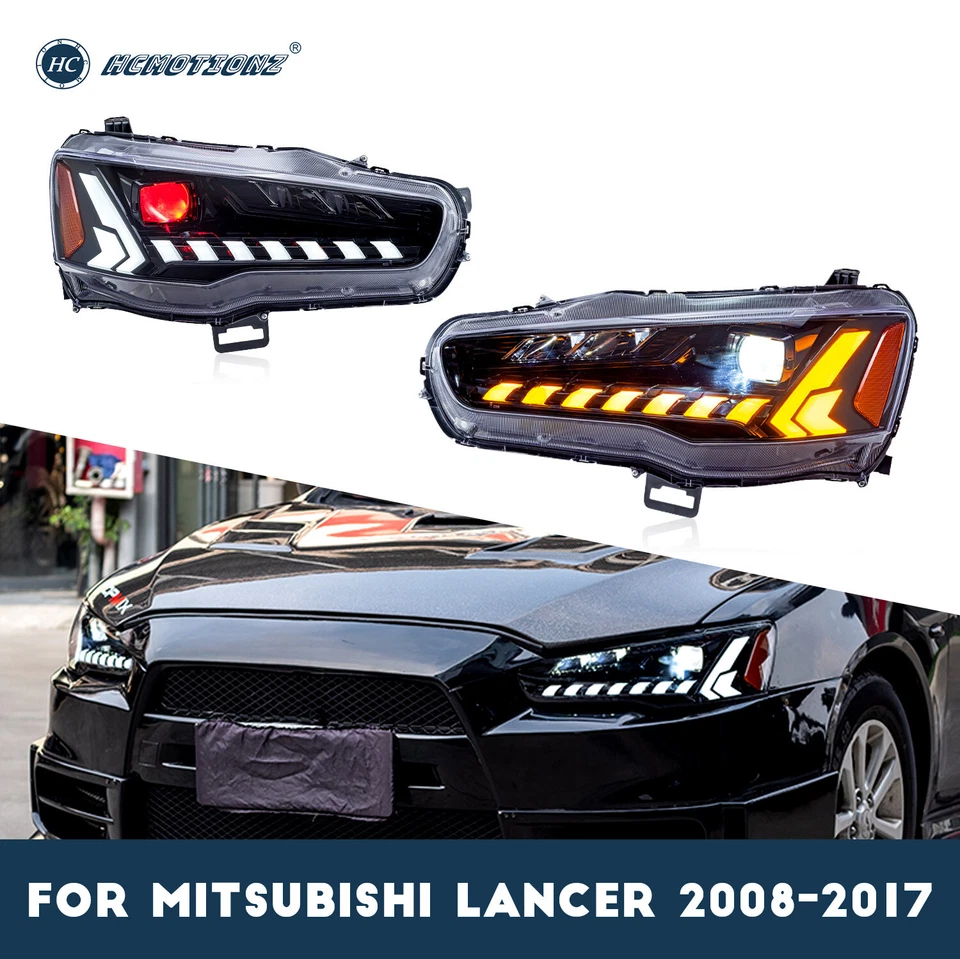 Faros LED para Mitsubishi Lancer EVO EX 2008-17 lámparas de animación de arranque 2 piezas Foto 2 de 4