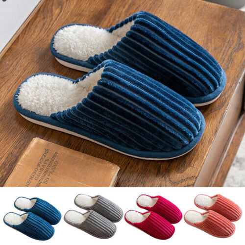 Ladies Slippers Mens Womens Warm Fur Lined Winter Warm Mules Shoes House Size - Picture 1 of 27
