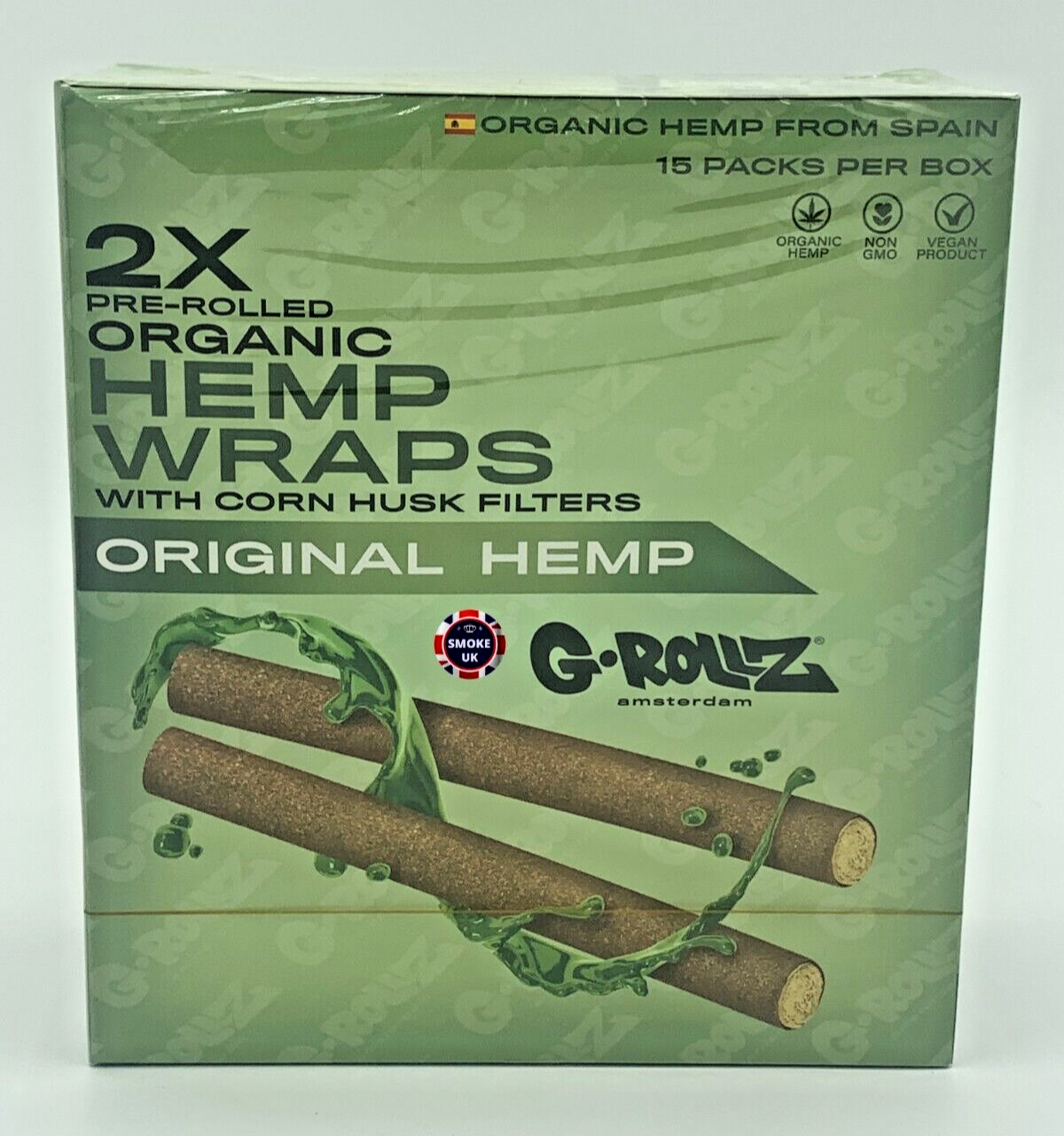 G-ROLLZ ORGANIC ORIGINAL WITH CORN HUSK FILTERS 15 PACKS FULL BOX NEW FREE POST