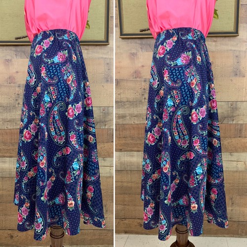 Falda boho vintage años 70 colorida cachemira floral línea A - Imagen 2 de 4