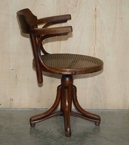ORIGINAL ANTIQUE THONET SWIVEL BERGERE DESK CAPTAINS ARMCHAIR MODEL NUMBER 3 - Picture 10 of 12