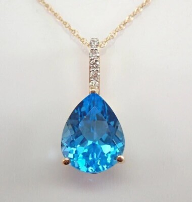 2.00Ct Pear Cut Simulated Blue Topaz Teardrop Pendant In 14K Yellow Gold Plated