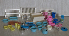 VTG Mattel Barbie 1984 Dreamhouse Lot Kitchen Accessories Pots Pans Blue Silver