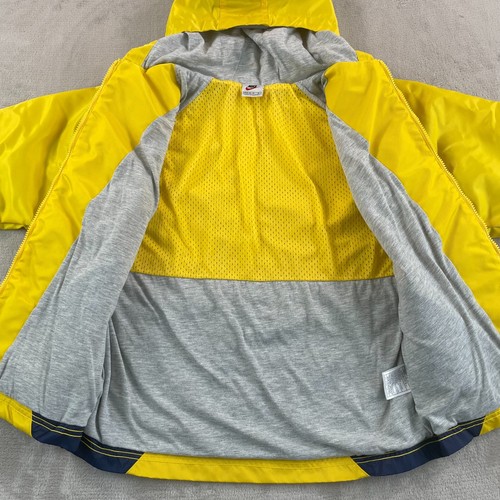 Vintage Nike Swoosh Jacket Youth Boys Medium 10-12 Yellow Fleece Lined FrontLogo - Picture 5 of 10