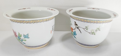 Antique Vintage Chinese Pair of Republic Style Porcelain Planters Jardiniere - Picture 15 of 21