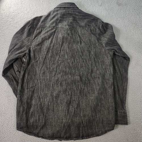 American Rag Shirt Men's Medium Black Pearl Snap Long Sleeve Western Embroidered - Picture 8 of 11