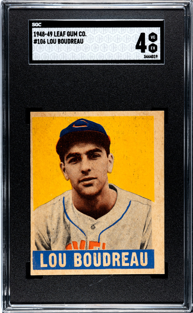1948-49 Leaf Gum Co. #106 Lou Boudreau HOF Cleveland Indians RC Rookie SGC 4