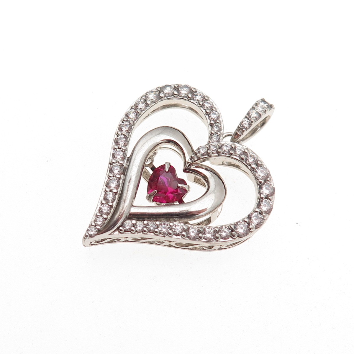 SUN 925 Sterling Silver Lab-Created Ruby & C Z He… - image 5