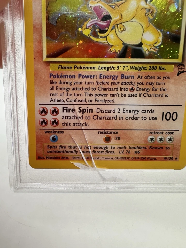 2000 Pokemon Charizard #4 Holo Base Set II WOTC Graded PSA 8 NM-MT Cracked Case - Image 2 of 4