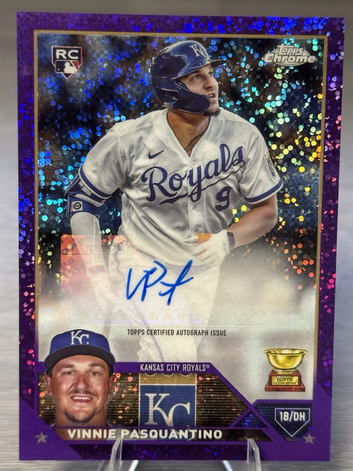 🔥⚾️VINNIE PASQUANTINO 2023 Topps Chrome Purple Speckle Auto /299 #ROYALS!!!⚾️🔥