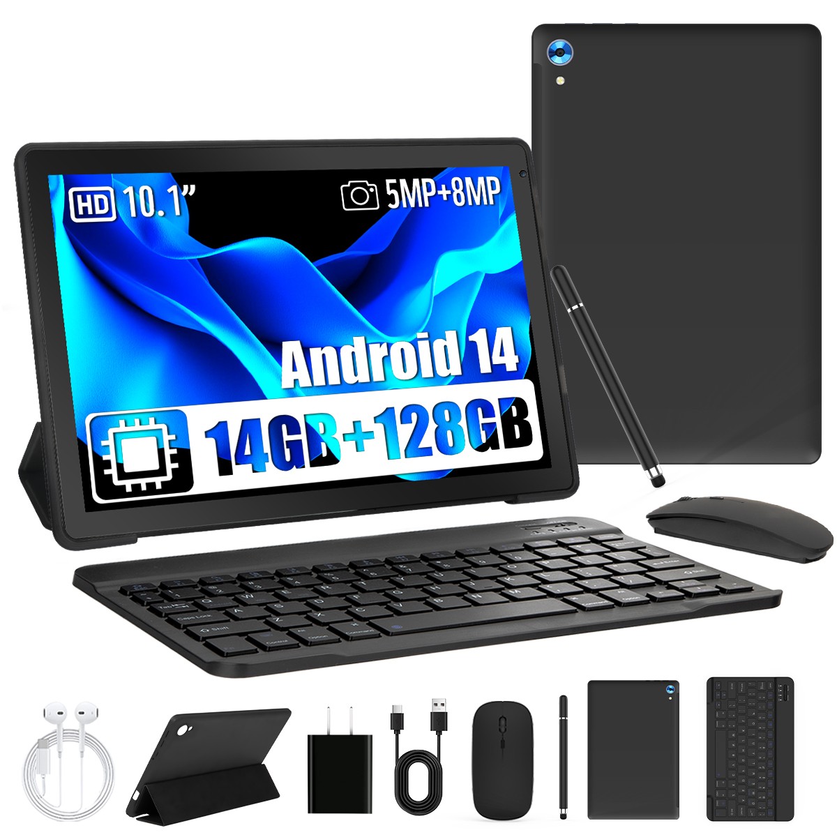 Tablet 10 Pollici Android 14.0, 36GB RAM+128GB ROM (1TB Espandibile) 5G WiFi - Grigio