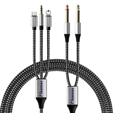 4.26FT 3-in-2 MFi Certified i Phone to 1/4 inch Audio Cable, USBC to Dual 1/4...