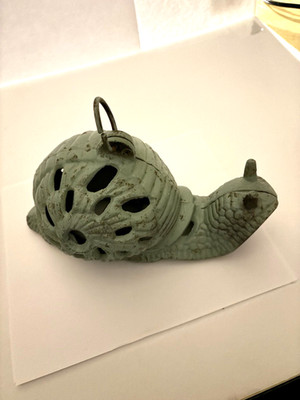 Old Barn Find Cast Iron Snail Candle Holder Lantern Heavy 10 in Long