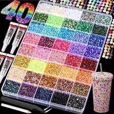 40 Colors Bedazzling Kit with Glue, 40000PCS 3mm FlatBack Jelly Rhinestones f...