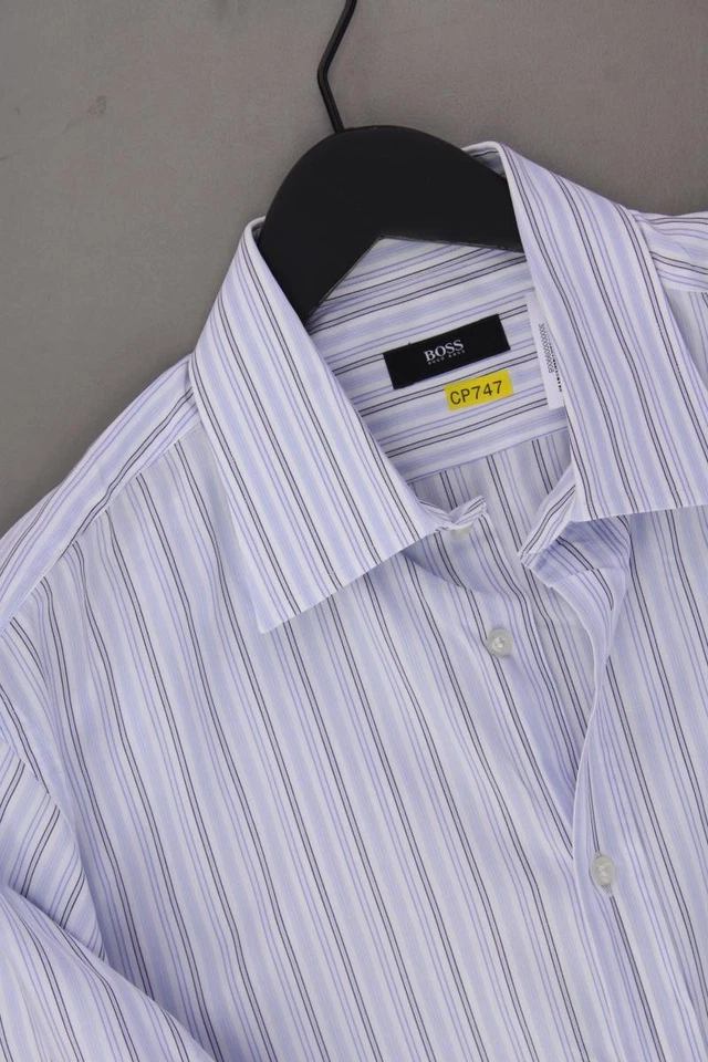 ✨ BOSS by Hugo Boss camicetta per uomo taglia Hemdgröße 41, L, 52 rigato blu ✨ - Immagine 2 di 4