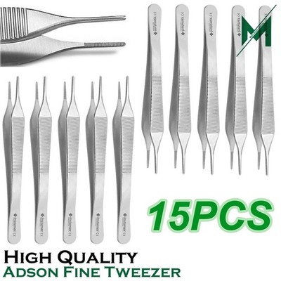 Adson Fine Tweezer Dental Tissue Forceps Serrated Tip Surgical Instrument